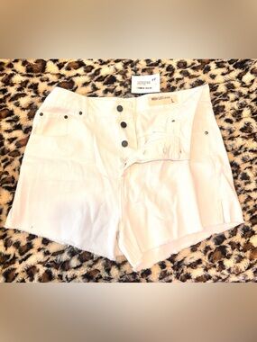 Wish List White High-Rise Button-Front Women's Shorts Size L
